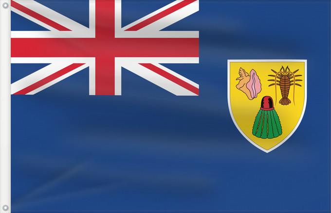 Bandera, con dos ojales metálicos y lado del asta reforzado: Turks and Caicos Islands	Turques et caiques !Îles Turques-et-Caïques	Islas Turcas y Caicos	Turks- und Caicosinseln	Turks e Caicos	Ynysoedd Turks a Caicos	DTurcach agus Caicos	Turks ha Kaykos	Флаг Тёркса и Кайкоса