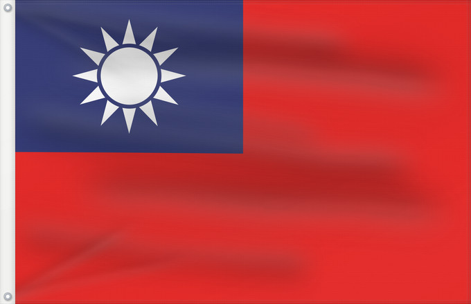 Bandera, con dos ojales metálicos y lado del asta reforzado: Republic of China	Republic of China  Taiwan	République de Chine	República de China	Republik China  Taiwan	Repubblica di Cina	Republiek China	República da China	Republiki Chińskiej	Lýðveldi Postaulín Flagg	علم جمهورية الصين الوطنية	ཀྲུང་ཧྭ་དམངས་ཁབ དང་ལྕོག	