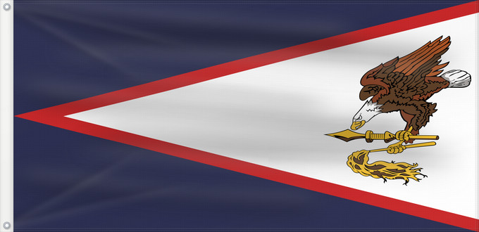 Bandera, con dos ojales metálicos y lado del asta reforzado: American Samoa