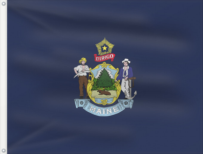 Bandera, con dos ojales metálicos y lado del asta reforzado: Maine