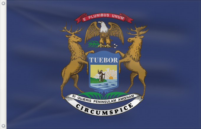 Bandera, con dos ojales metálicos y lado del asta reforzado: Michigan