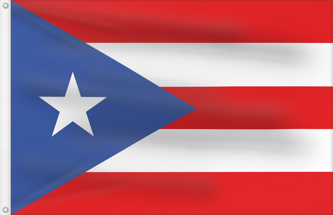 Bandera, con dos ojales metálicos y lado del asta reforzado: Puerto Rico