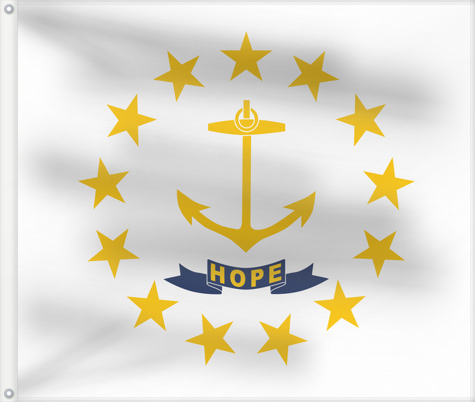 Drapeau, avec deux œillets métalliques et guindant renforcé : Rhode Island	Rhode Island and Providence Plantations	Rhode Island et plantations de Providence	Rhode Island y plantaciones de Providence	Stato del Rhode Island e le Piantagioni di Providence	Stanowa Rhode Island	ᎤᏍᏗ ᏧᎦᏚᏛᎢ ᎦᏓᏘ	Ka hae Loke ‘Ailana	Rhodensis