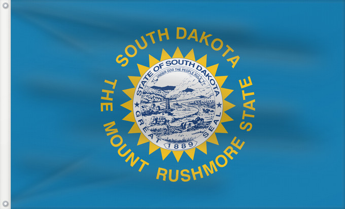 Bandera, con dos ojales metálicos y lado del asta reforzado: South Dakota Dakota du Sud Dakota del Sur Dakota del Sud ᏧᎦᎾᏮ ᏓᎧᏓ ᎦᏓᏘ Ka hae Kakoka Hema Dacota Meridionalis Shádiʼááhjí Dikóodah Hahoodzo bidah naatʼaʼí Флаг Южной Дакоты Američke savezne države Južne Dakote Прапор Південної Дакоти