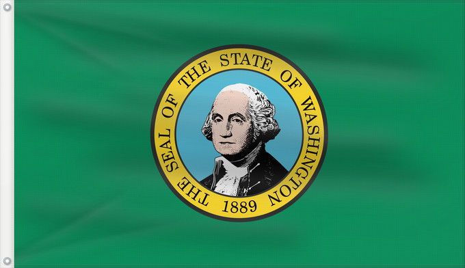Flagge, mit zwei Metallösen und verstärktem Besatzband: Washington ᏩᏏᏓᏂ ᎦᏓᏘ Ka hae Wakinekona Vasingtoniae Wááshindoon Hahoodzo bidáh naat á i Флаг Вашингтона Američke savezne države Vašington