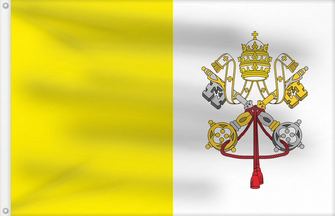 Drapeau, avec deux œillets métalliques et guindant renforcé : Vatican City  2023–present	Vatican City State	Vatican (Saint-Siège)	Ciudad del Vaticano	Vatikanstadt	Città del Vaticano