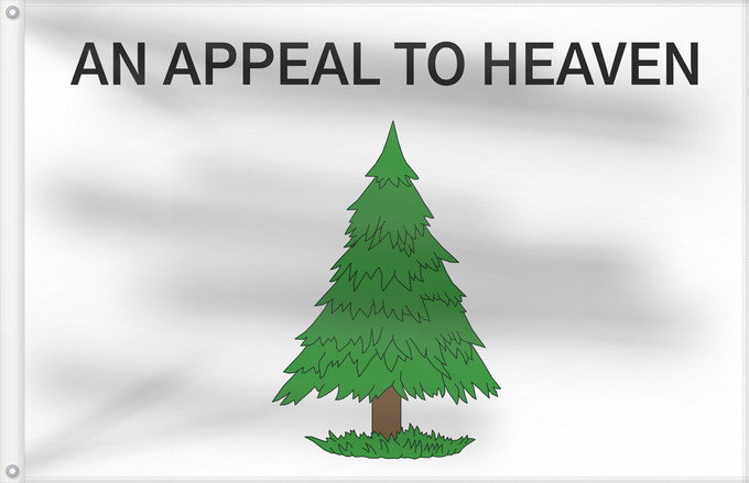Drapeau, avec deux œillets métalliques et guindant renforcé : An Appeal to Heaven An Appeal to Heaven Flag also called the Pine Tree Flag