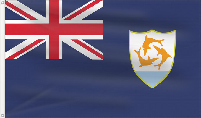 Drapeau, avec deux œillets métalliques et guindant renforcé : Anguilla Anguila Anguillas flag taget i brug den 30. maj 1990 - RGB farverne Флаг Ангильи