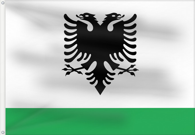 Bandera, con dos ojales metálicos y lado del asta reforzado: Albanian Coast Guard Ensign