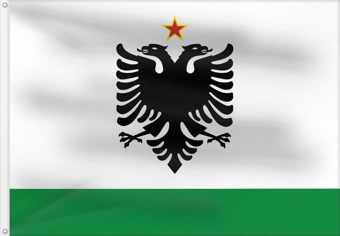 Bandera, con dos ojales metálicos y lado del asta reforzado: Albanian Coast Guard Ensign 1958-1992