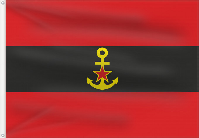 Bandera, con dos ojales metálicos y lado del asta reforzado: Naval Ensign of Albania 1946-1954