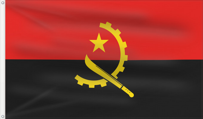 Flag, with two metal eyelets and reinforced hoist: Angola	Dell Angola	የአንጎላ ሰንደቅ ዓላማ	علم أنغولا	Angoly	Σημαία της Αγκόλας	پرچم آنگولا	Angolan	अंगोला ध्वज	Bandel a Ngola	Ala Angolayê	Bɛndɛ́lɛ ya Angola	Sainan i Angola	Angolei	Флаг Анголы	Angole	Angoola	Seboko ye Angola	Angolas	அங்கோலா கொடி	Mujeko ya Angola