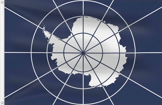 Bandera, con dos ojales metálicos y lado del asta reforzado: Antarctic Treaty Traité sur l Antarctique Tratado Antártico Antarktisvertrag Trattato Antartico Banniel Feur-emglev Antarktika Флаг Договора об Антарктике