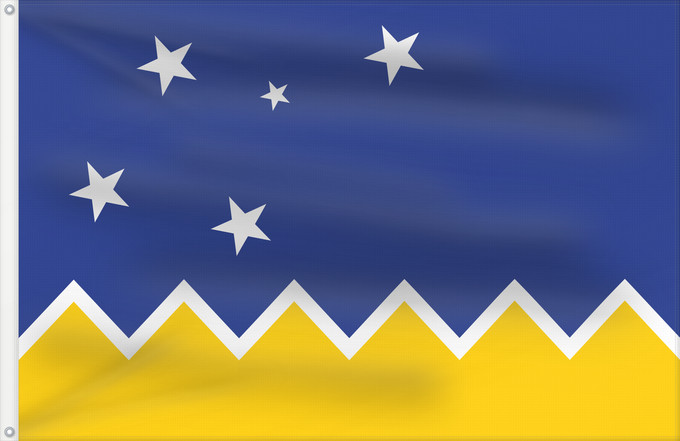 Bandera, con dos ojales metálicos y lado del asta reforzado: Magallanes y la Antártica Chilena, Chile	Magallanes and Chilean Antarctica Region, Chile	Région de Magallanes et d'Antarctique chilienne	XII Región de Magallanes y de la Antártica Chilena	Magallanes und Chilenische Antarktis Region	Regione di Magallanes e