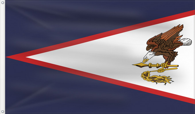 Drapeau, avec deux œillets métalliques et guindant renforcé : American Samoa	American Samoa, United States	Samoa américaines	Samoa Americana	Amerikanisch-Samoa	Samoa Americane	Amerikaanisch-Samoa	Fu a o Amerika Sāmoa