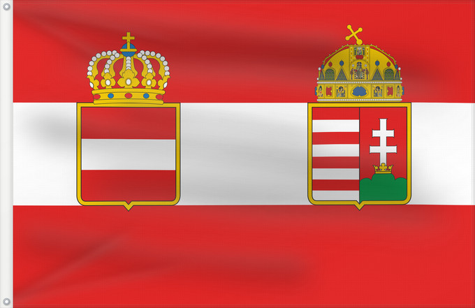 Bandera, con dos ojales metálicos y lado del asta reforzado: War flag of Austria-Hungary  1918	Guerra de Austria-Hungría  1918