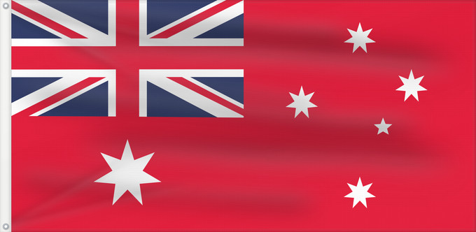 Bandera, con dos ojales metálicos y lado del asta reforzado: Civil Ensign of Australia Civil ensign of Australia Australie - Pavillon civil Australia - Pavellón Civil Australien - Zivilschiffsflagge Australia - Insegna Civile
