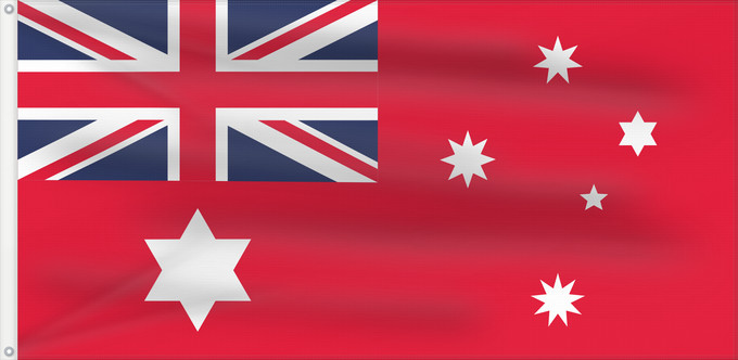 Flag, with two metal eyelets and reinforced hoist: Civil Ensign of Australia  1901–1903	Civil ensign of Australia  1901–1903	Australie - Pavillon civil (1901-1903)	Australia - Pavellón Civil (1901-1903)	Australien - Zivilschiffsflagge (1901-1903)	Australia - Insegna civile (1901-1903)