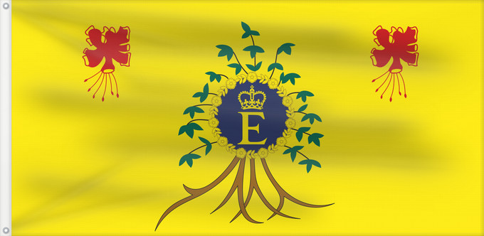 Drapeau, avec deux œillets métalliques et guindant renforcé : Royal Standard of Barbados	Queen Elizabeth II s personal flag for use in Barbados