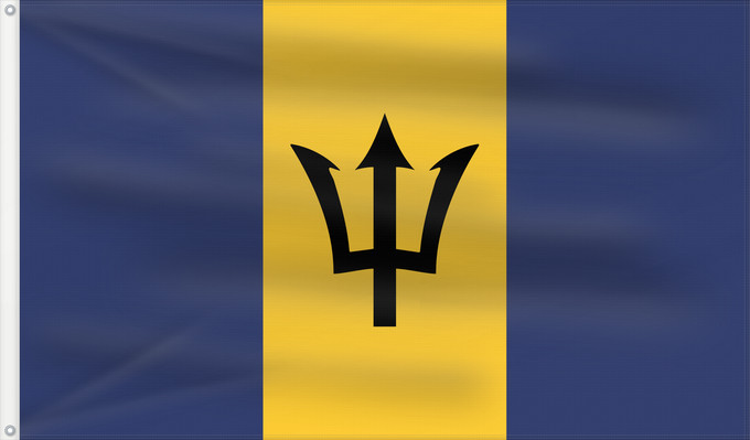 Drapeau, avec deux œillets métalliques et guindant renforcé : Barbados Barbade Barbado Barbadoksen Ala Barbadosê Флаг Барбадоса Barbadosa