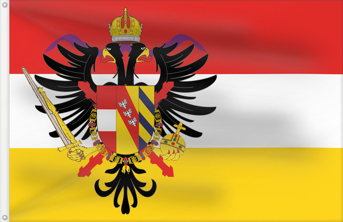 Bandera, con dos ojales metálicos y lado del asta reforzado: Austrian Low Countries Pays-Bas autrichiens Países Bajos Austriacos Österreichische Niederlande Paesi Bassi austriaci