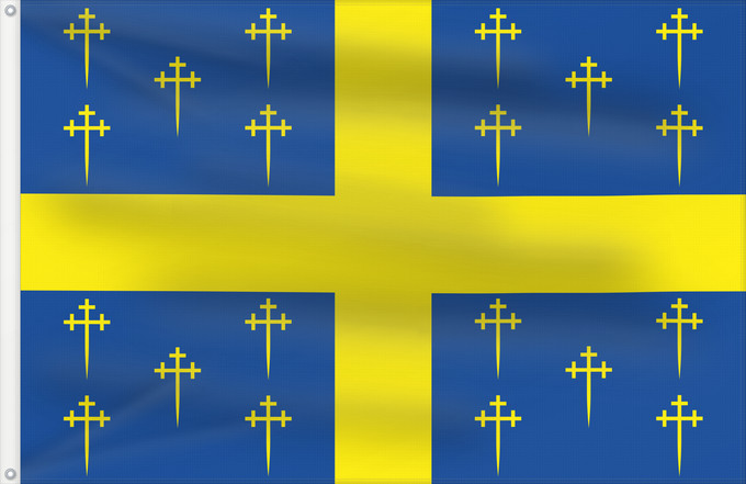 Flag, with two metal eyelets and reinforced hoist: Bertogne Municipal flag of Bertogne, Belgium
