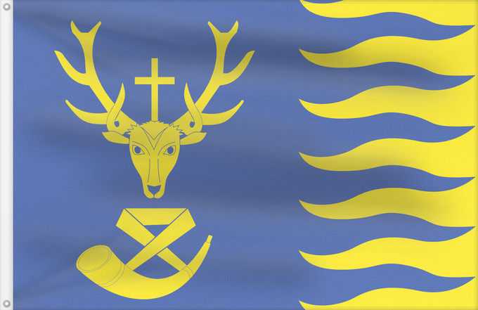 Bandera, con dos ojales metálicos y lado del asta reforzado: Saint-Hubert, Belgium Saint-Hubert Saint-Hubert Belgique Vlagge van Saint-Hubert