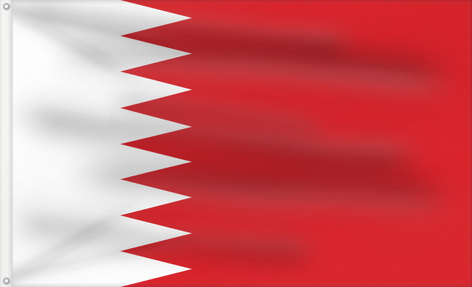 Bandera, con dos ojales metálicos y lado del asta reforzado: Bahrain 1972 Bahrain used from 1972 until 2002. The base image is from the 2002 CIA World Factbook mirrored at UMSL