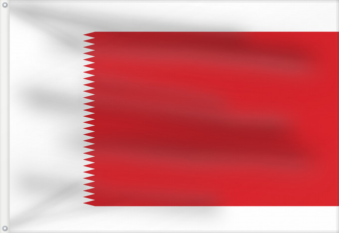 Drapeau, avec deux œillets métalliques et guindant renforcé : Royal Standard of Bahrain 1932-72	ملكي القياسية من البحرين  1932-1972