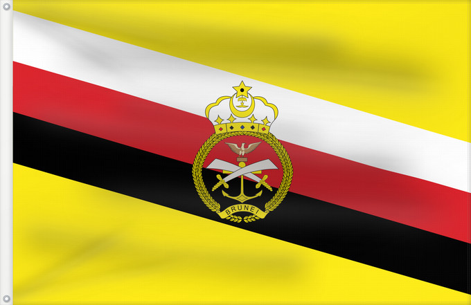 Drapeau, avec deux œillets métalliques et guindant renforcé : War Flag of Brunei	War flag of Brunei	Tentera Laut Diraja Brunei