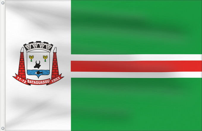 Flagge, mit zwei Metallösen und verstärktem Besatzband: Bataguassu MatoGrossodoSul Brasil	Bataguassu	Município de Bataguassu no Estado de Mato Grosso do Sul
