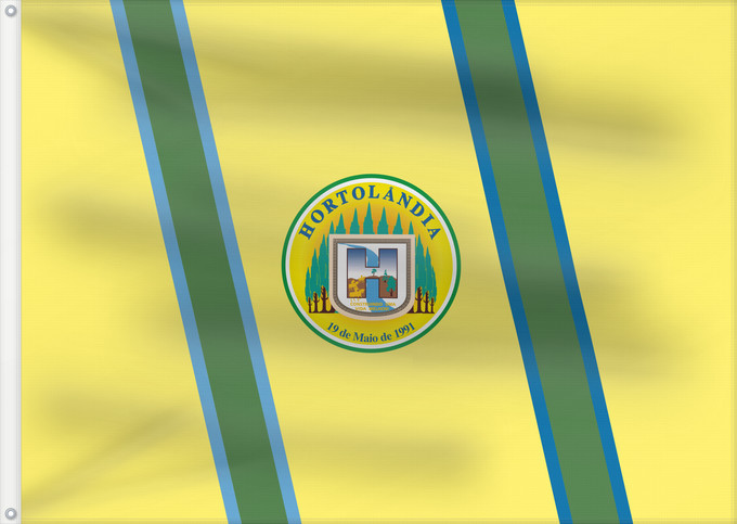 Bandera, con dos ojales metálicos y lado del asta reforzado: Hortolandia SaoPaulo Brasil	Hortolândia	Município de Hortolândia no Estado de São Paulo