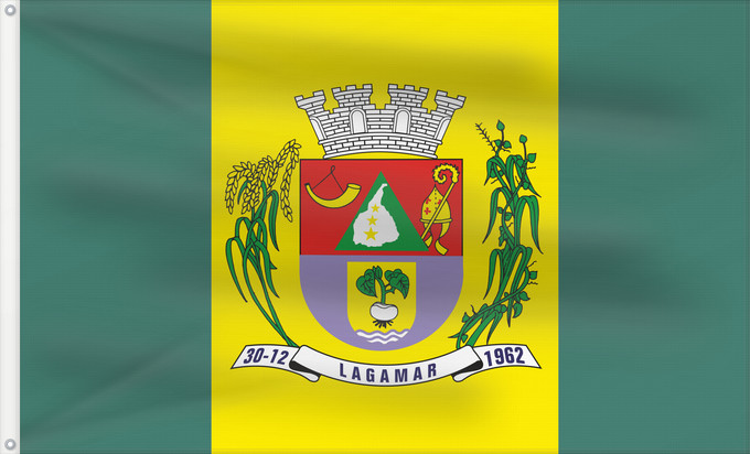 Bandera, con dos ojales metálicos y lado del asta reforzado: Lagamar MinasGerais Brasil Lagamar Município de Lagamar no Estado de Minas Gerais