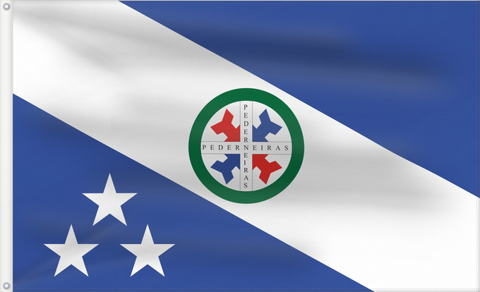 Bandera, con dos ojales metálicos y lado del asta reforzado: Pederneiras SaoPaulo Brasil	Pederneiras	Município de Pederneiras no Estado de São Paulo