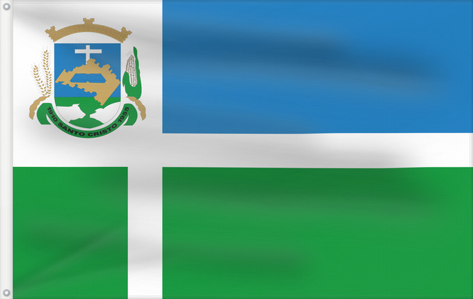 Bandera, con dos ojales metálicos y lado del asta reforzado: SantoCristo RioGrandedoSul Brasil Rio Grande do Sul s Santo Cristo city, Brazil Santo Cristo (Rio Grande do Sul) Município de Santo Cristo no Estado do Rio Grande do Sul