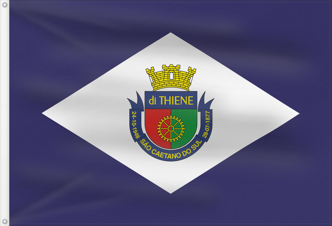 Bandera, con dos ojales metálicos y lado del asta reforzado: São Caetano do Sul Município de São Caetano do Sul no Estado de São Paulo