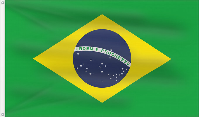 Drapeau, avec deux œillets métalliques et guindant renforcé : Brazil	Brésil	Brasil	Brasilien	Brasile