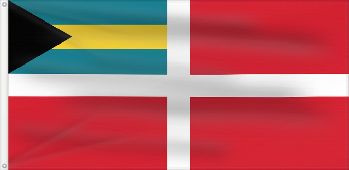Flag, with two metal eyelets and reinforced hoist: Civil Ensign of the Bahamas	Civil Ensign of The Bahamas	Pavillon civil des Bahamas	Bandera civil de las Bahamas	Zivile Luftschiff-Flagge der Bahamas	Bandiera civile delle Bahamas