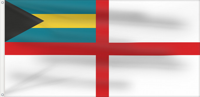 Flagge, mit zwei Metallösen und verstärktem Besatzband: Naval Ensign of the Bahamas