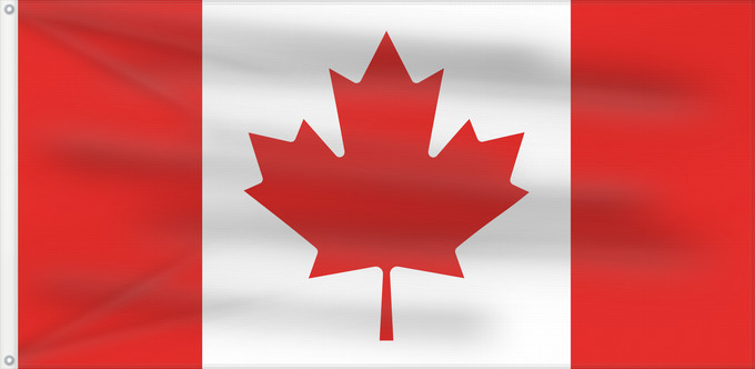 Drapeau, avec deux œillets métalliques et guindant renforcé : Canada Canadá Kanada