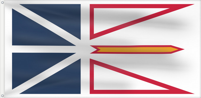 Drapeau, avec deux œillets métalliques et guindant renforcé : Newfoundland and Labrador Terre-Neuve-et-Labrador Terranova y Labrador Neufundland und Labrador Terranova Banniel Douar-Nevez ha Labrador