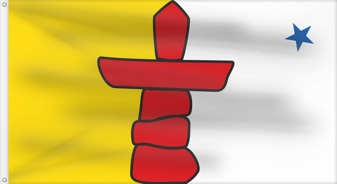 Drapeau, avec deux œillets métalliques et guindant renforcé : Nunavut Banniel tiriad Nunavut, Kanada ᓄᓇᕘᑉ ᓴᐃᒻᒪᑎ