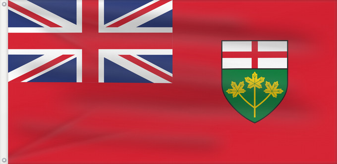 Drapeau, avec deux œillets métalliques et guindant renforcé : Ontario L Ontario Banniel proviñs Ontario, Kanada