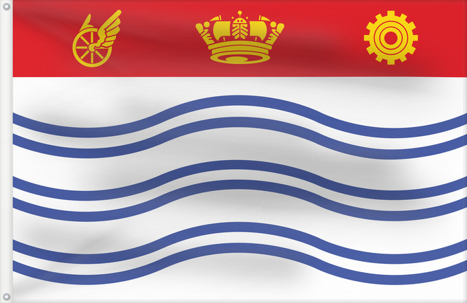 Drapeau, avec deux œillets métalliques et guindant renforcé : Barrie	En Barrie, Ontario