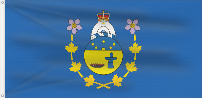 Drapeau, avec deux œillets métalliques et guindant renforcé : Commissioner of Nunavut	Commissaire du Nunavut	Comisionado de Nunavut	Kommissar von Nunavut	Commissario del Nunavut