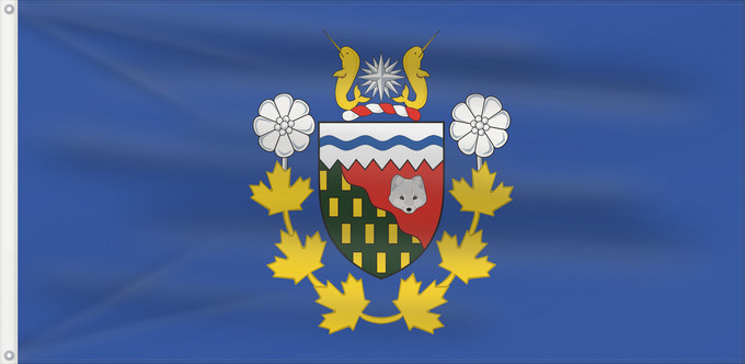 Drapeau, avec deux œillets métalliques et guindant renforcé : Commissioner of the Northwest Territories	Commissaire des Territoires du Nord-Ouest	Comisionado de los Territorios del Noroeste	Kommissar der Nordwest-Territorien	Commissario dei Territori del Nord-Ovest
