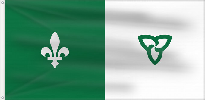 Drapeau, avec deux œillets métalliques et guindant renforcé : Franco-Ontarian W Franco-Ontarian Flag Ontario, Canada