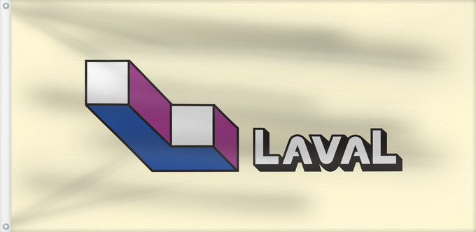 Drapeau, avec deux œillets métalliques et guindant renforcé : Laval, Quebec	Laval, Québec	City of en Laval, Quebec  incomplete