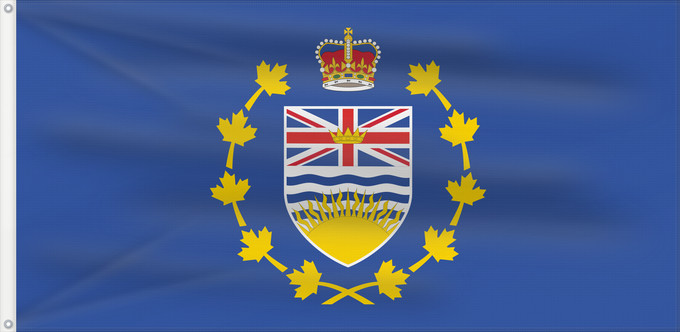 Drapeau, avec deux œillets métalliques et guindant renforcé : Lieutenant-Governor of British Columbia	Lieutenant-gouverneur de Colombie-Britannique	Teniente Gobernador de Columbia Británica	Lieutenant-Gouverneur von British Columbia	Luogotenente Governatore della Columbia Britannica
