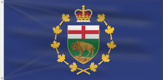 Drapeau, avec deux œillets métalliques et guindant renforcé : Lieutenant-Governor of Manitoba	Lieutenant-gouverneur de Manitoba	Teniente Gobernador de Manitoba	Vizegouverneur von Manitoba	Luogotenente Governatore di Manitoba